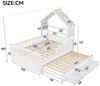 Merax Kinderbett 140x200 cm mit Haus-Design, Hausbett mit Dach und Ablage (1-tlg), Kiefernholz Kinderbett mit Ausziehbett,3 Schubladen,Sicherheitsgittern Bild 4