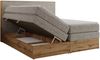 Boxspringbett, Set mit zwei Multipocket-Matratze und Topper, hohe Kopfteil, Eiche Wotan Holzrahmen - WOOD CLASSIC KING - 200 x 200 cm - Beige Struktur - H4 Bild 5