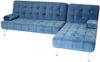 Schlafsofa HWC-K22, Couch Ecksofa Sofa, Liegefläche links/rechts Schlaffunktion 236cm ~ Samt blau Bild 4