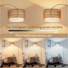 ZMH Stehlampe Boho Rattan Bogenlampe E27 LED Stehleuchten-mit 1 Glühbirnen, Vintage 165–180cm einstellbar 350° drehbar Standlampe Bild 3