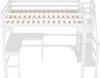 Hochbett mit Kleiderschrank, Schreibtisch, Lattenrost, Treppe und Rausfallschutz, 140x200 cm, Kinderbett, Kiefer Bild 5