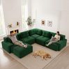 Modulares Ecksofa 69cm×386cm×104cm in Grün mit Cordbezug, rutschfestem Standfuß und breiten Armlehnen Bild 2