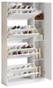 Refined Living Schuhschrank mit Spiegel, 4 klappbaren Aufbewahrungsfächern (Maße: B80/H147/T24 cm, Flurmöbel Weiß, Schuhschrank mit Stauraum, erstellbarem Regalbrett hinter dem rechten Spiegel) für den Flur Bild 4