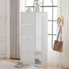 Refined Living Schuhschrank mit Spiegel, 4 klappbaren Aufbewahrungsfächern (Maße: B80/H147/T24 cm, Flurmöbel Weiß, Schuhschrank mit Stauraum, erstellbarem Regalbrett hinter dem rechten Spiegel) für den Flur Bild 3