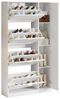 Refined Living Schuhschrank mit Spiegel, 4 klappbaren Aufbewahrungsfächern (Maße: B80/H147/T24 cm, Flurmöbel Weiß, Schuhschrank mit Stauraum, erstellbarem Regalbrett hinter dem rechten Spiegel) für den Flur Bild 5