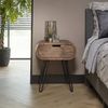 Nachttisch Kavay Mangoholz massiv, modernes Design mit Schublade, naturbraun, abgerundete Form Bild 2