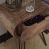Nachttisch Kavay Mangoholz massiv, modernes Design mit Schublade, naturbraun, abgerundete Form Bild 4
