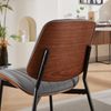 Esszimmerstuhl 2er Set Mid-Century Retro, Bentwood & Lederoptik, Metallbeine ergonomisch gepolstert,Grau & Walnuss Bild 5