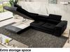 MEBLINI Schlafcouch mit Bettkasten - CARL - 272x202x63cm Links - Schwarz Samt - Ecksofa mit Schlaffunktion - Sofa mit Relaxfunktion und Kopfstützen - Couch L-Form - Eckcouch - Wohnlandschaft Bild 4
