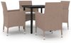 5-tlg. Garten-Essgruppe mit Auflagen Poly Rattan und Schwarz/ Beige Bild 2