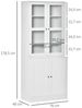 HOMCOM Bücherregal Bücherschrank 178,5 cm Hochschrank mit Glastür 6 Fächern, Küchenschrank 1-tlg, für Wohnzimmer Büro Weiß Bild 3