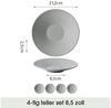 JIWOO Teller 4er Ø21,2cm, Pastateller Speiseteller Salatteller Dessertteller, (4 St), Keramik Plate Hochwertige Tellerset Grau Mikrowellen spülmaschinenfest Bild 2