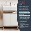 FACKELMANN FINN Waschbecken mit Unterschrank 60 cm breit, Weiß/Braun hell, Waschbecken Keramik Weiß + Holzfüße Bild 2