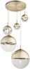 LED Pendelleuchte 5-flammig, Glaskugeln Gold & Klarglas, Ø 65cm Bild 2