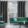 Design91 Samtvorhang, Ösen, Polyester schwarz, 140x250 cm Bild 2