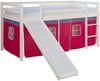 Hochbett mit Matratze 90x200 cm Rutsche Stockbett Kinderbett Leiter Holz Kiefer Vorhang Pink Lattenrost Bild 2