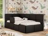 Jugendbett, Kinderbett mit Kopfteil ARVO ALTA 90x200 cm, Polsterbett mit Stauraum, hoher Schlafkomfort - Schwarz Kunstleder - Links - ELORI LUX Bild 1