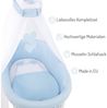 FabiMax Stubenwagen Weiß lackiert, 2 in 1 Musselin / Waffelpiqué Komplettset Blau mit Schlafsack Bild 2