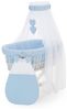 FabiMax Stubenwagen Weiß lackiert, 2 in 1 Musselin / Waffelpiqué Komplettset Blau mit Schlafsack Bild 4