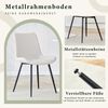 4er Set Stuhl mit weißem Kunstlederbezug und schwarzem Metallgestell, ergonomischer Sitzkomfort, rutschfeste Füße Bild 4