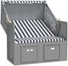 vidaXL Strandkorb mit Dach Poly Rattan und Massivholz Blau & Weiß 318651 Bild 3