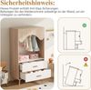 Kleiderschrank offen mit Kleiderstange & 2 Schubladen, 80x46x141,5 cm, Weiß/Natur Bild 3