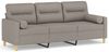 vidaXL 3-Sitzer-Sofa mit Zierkissen Taupe 180 cm Stoff 3200836 Bild 2
