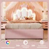 Prinzessinbett mit LED-Beleuchtung und Stauraum, 90x200cm, höhenverstellbarer Kopfteil, Mädchenbett, Polsterbett für Mädchen, Einzelbett Bild 3