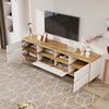 TV-Board aus MDF mit 4 Türen und Stauraum, 175 x 37 x 51 cm, Weiß/Holzfarben Bild 4
