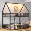 Haus-Etagenbett, 140x200, mit Zaun und LED-Licht，Schwarz, 140 x 200 cm Bild 2