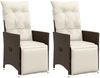 vidaXL Gartensessel mit Kissen 2 Stk. Verstellbar Braun Poly Rattan 365667 Bild 1