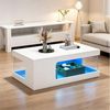 STILVORA Couchtisch Hochglanz-Wohnzimmertisch Sofatisch Kaffeetisch mit LED (LED-Couchtisch, Hochglanz, Glasablagen, 50×100×35cm, Spanplatte, App-Steuerung, Stauraum, Weiß, belastbar), Für Wohnzimmer, Apartments, Lounge und moderne Räume Bild 2