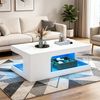 STILVORA Couchtisch Hochglanz-Wohnzimmertisch Sofatisch Kaffeetisch mit LED (LED-Couchtisch, Hochglanz, Glasablagen, 50×100×35cm, Spanplatte, App-Steuerung, Stauraum, Weiß, belastbar), Für Wohnzimmer, Apartments, Lounge und moderne Räume Bild 3