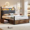 Bett 90x190 cm mit Stauraum und LED-Beleuchtung – Smart-Himmelbett in Schwarz Bild 2