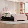 Polsterbett 90x200 cm mit Kaninchen-Kopfteil und zwei Schubladen, Rosa, Plush+MDF Bild 3