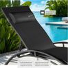 tectake Gartenliege Aluminium Sonnenliege, wetterfest und UV-beständig, 180 x 59 x 50 cm, Balkonliege Alina, 2 St, für Außen in Schwarz, Textilene-Gewebe, verstellbare Rückenlehne, abnehmbares Kopfpolster Bild 4