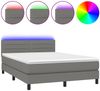 vidaXL Boxspringbett mit Matratze & LED Dunkelgrau 140x200 cm Stoff 3133238 Bild 2