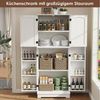 oyajia Mehrzweckschrank mit 4 Türen,Hochschrank Buffetschrank mit verstellbarem Einlegeboden (Küchenschrank, 2 verstellbare Ablagen, 6 Türfächer) für Küche Wohnzimmer Badezimmer,150CM Bild 4