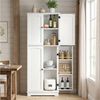oyajia Mehrzweckschrank mit 4 Türen,Hochschrank Buffetschrank mit verstellbarem Einlegeboden (Küchenschrank, 2 verstellbare Ablagen, 6 Türfächer) für Küche Wohnzimmer Badezimmer,150CM Bild 2
