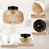 MUPOO Deckenleuchte Deckenleuchte Rattan Hängeleuchte,Pendelleuchte,Boho Deckenlampe, LED fest integriert, für Schlafzimmer Flur Korridor Bild 2