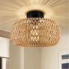 MUPOO Deckenleuchte Deckenleuchte Rattan Hängeleuchte,Pendelleuchte,Boho Deckenlampe, LED fest integriert, für Schlafzimmer Flur Korridor Bild 5