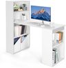 Schreibtisch mit Bücherregal Computertisch mit 6 Regalen PC-Tisch mit Regal Bürotisch Weiß Bild 2