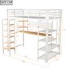 Merax Hochbett 90×200 cm, Kinderbett, Jugendbett, Einzelbett, mit Lochblech, Schreibtisch mit CEE-Steckdose, Mehrfarbige LED-Beleuchtung, Mehrstöckige Ablagefächer, Kleines Regal, Vertikale Leiter, Weiß Bild 4