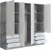 FORTE Kleiderschrank Jupiter, Made in Europe, mit Schubladen (Maße (T/H): 60/200 cm) Stauraum, 2 Breiten, 4 Farben, Schubladen, variable Einlegeböden Bild 4