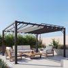 Pergola HWC-L40, Garten Lamellen-Pavillon Terrassenüberdachung, 8cm-Alu-Gestell Stoff/Textil, 3x3m anthrazit Bild 1