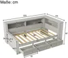 Stauraumbett, 90x200cm, Schlafsofa mit LED-Beleuchtung, Lattenrost, Schubladen, Regal, Steckdose, USB/Type-C, Holzbett, Jugendbett, Einzelbett Bild 4