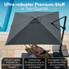 STEELSØN 'Elaris' Premium Sonnenschirm 300x300 cm quadratisch, neigbar und 360-Grad drehbar, schwarz, Ampelschirm inkl. Hülle, extrem robuste Metall-Stange, 220 g/m² Polyester, UV50+ Bild 5