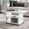Design Couchtisch 95 x 51 x 54,5 cm Drehbar mit Rollen weiß Bild 3