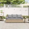 vidaXL Gartensofa mit Kissen 3-Sitzer Beige Poly Rattan 4104175 Bild 3