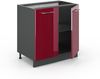 Spülenunterschrank Fame-Line Bordeaux Hochglanz 80 cm mit Regal, AP Eiche Vicco Bild 4